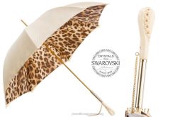 189 52417-11 z5 - krémfehér leopárdmintás esernyő, dupla kendő PASOTTI esernyő | egynemű FPRV424