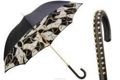 189 5g313-39 h19 - fekete esernyő kantárnyomattal, dupla kendővel PASOTTI esernyő | nők FPRV449