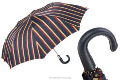 64 alfred-1 p - csíkos összecsukható esernyő, bőr fogantyú PASOTTI esernyő | férfiak FPRV184